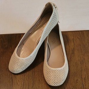 J. Crew Made in Italy Leather Mesh Ballet Flats, Ivory. Sz. 9, EEUC.